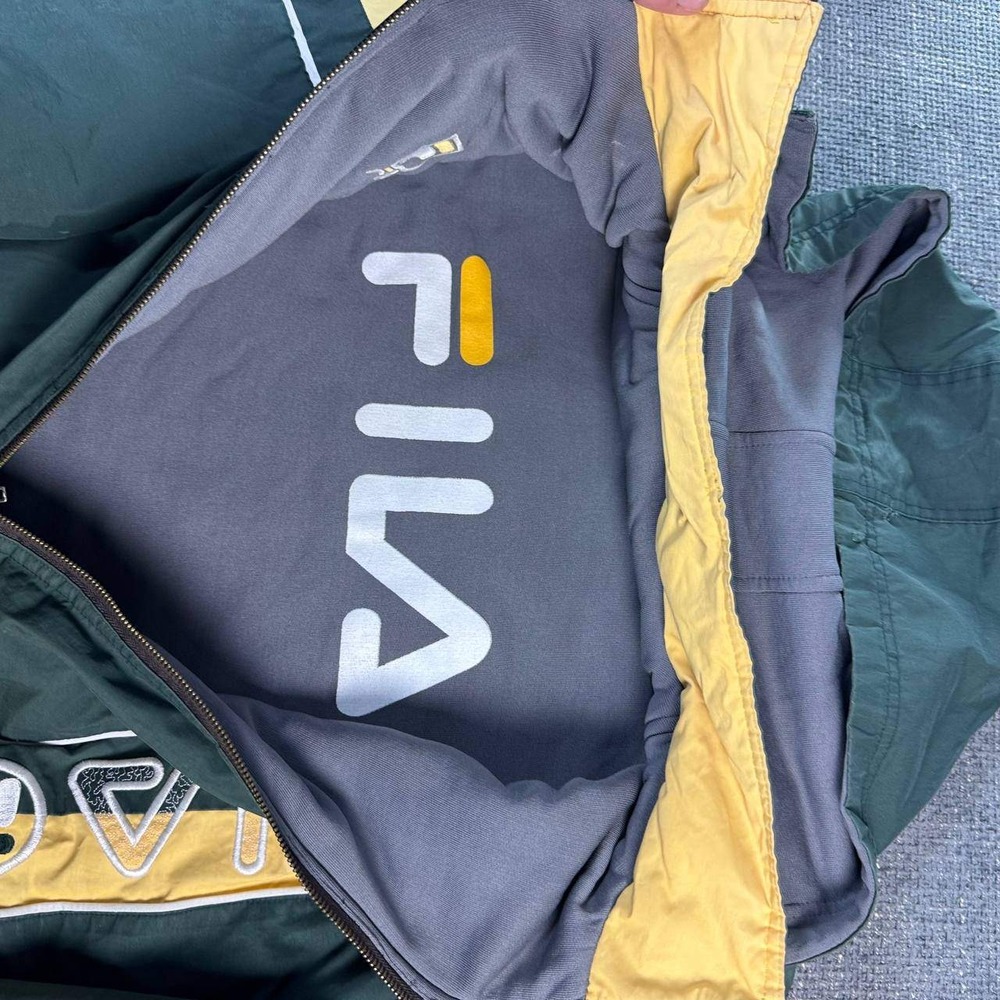 Fila Hooded Jacket Mens XL Green Yellow Vintage Reversible 90s jacket - Picture 6 of 16